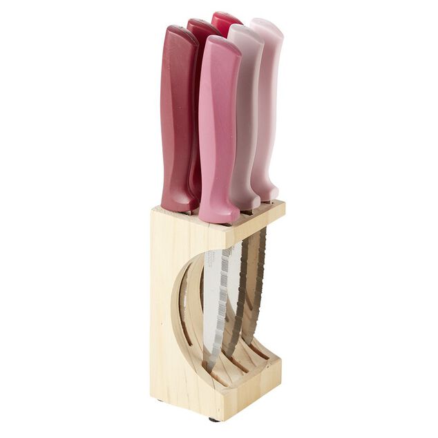 Coouteau &agrave; steak inox x6 et bloc en pin