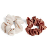 Lot de 2 chouchous scrunchies uni beige et uni marron