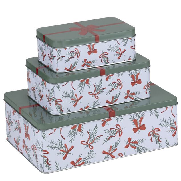 Bo&icirc;te de conservation rectangulaire X3 m&eacute;tal motif No&euml;l