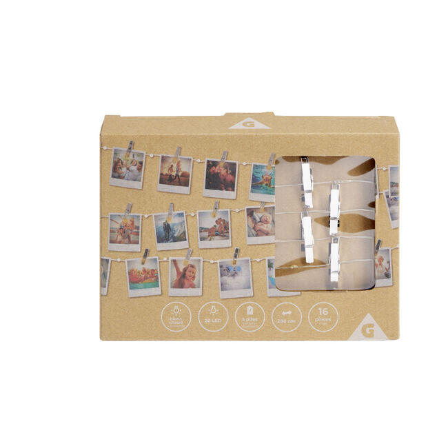 Guirlande LED à pinces 280cm plastique argenté