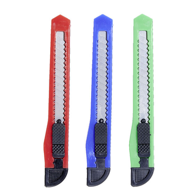 Lot de 3 cutters de pr&eacute;cision vert/bleu/rouge