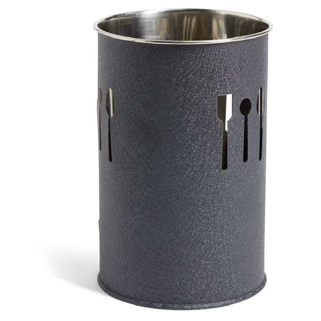 Pot range-couverts &Oslash;10xH.15cm inox finition gris crocodile