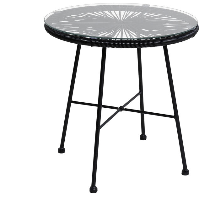 Table basse de jardin Urban ronde m&eacute;tal r&eacute;sine noir &Oslash;50xH52cm