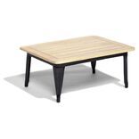 Table basse de jardin Fabrik m&eacute;tal noir et acacia 80x60xH.35 cm