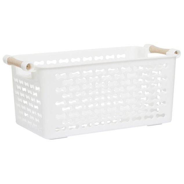 Panière en plastique avec poignée bois 4L