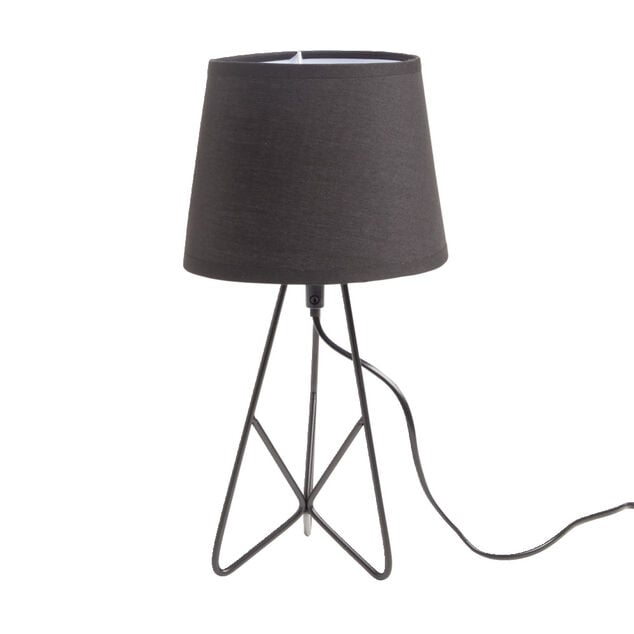 Lampe &agrave; poser abat-jour tissu noir 18x18xH35cm