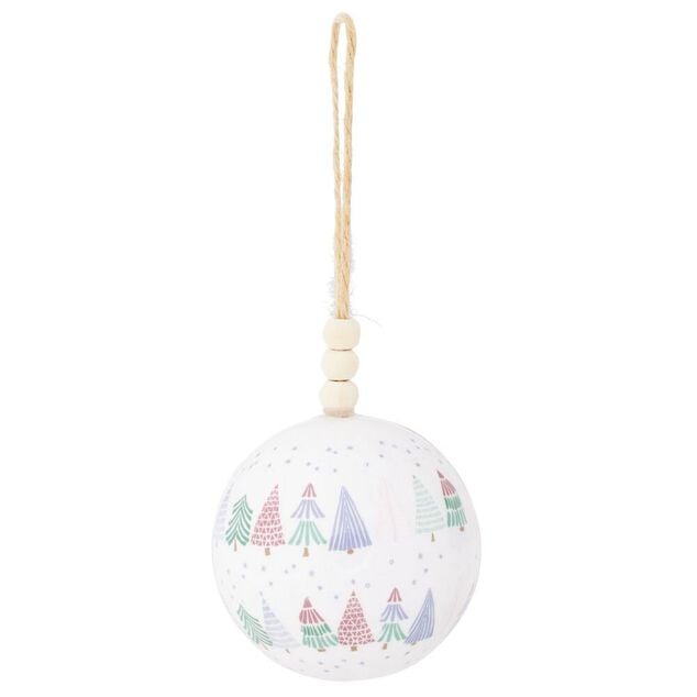 Boule de No&euml;l th&egrave;me nature blanc et rose &Oslash;8cm - 3 mod&egrave;les