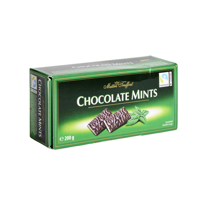 Chocolats noir fourr&eacute;s &agrave; la cr&egrave;me de menthe 200Gr