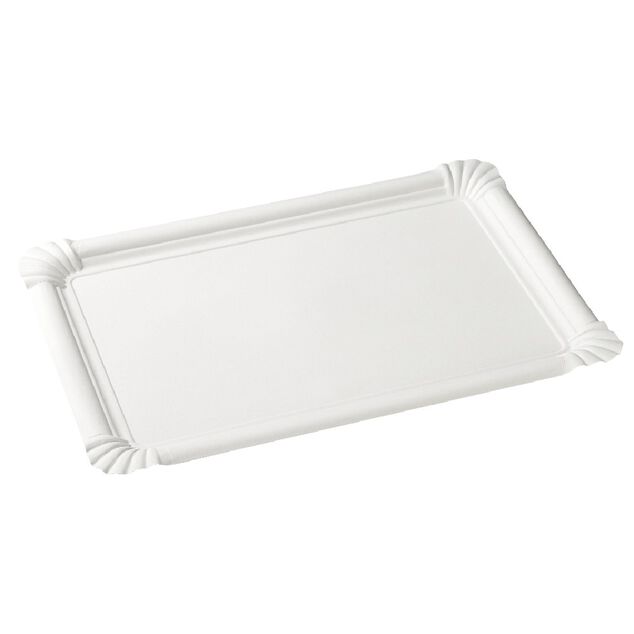 Plateau rectangulaire blanc en carton x5