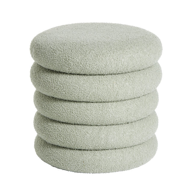 Pouf rond tissu bouclette blanche &Oslash;40xH40cm