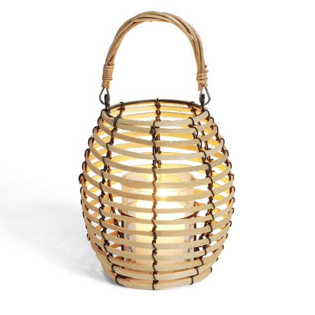 Lanterne rotin beige et noir &Oslash;17xH17cm