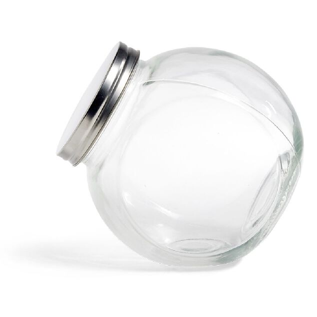 Bocal en verre 1.5L transparent couvercle m&eacute;tal 16x11,5xH16cm