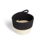 Pani&egrave;re naturelle jacinthe d'eau coton beige et noir &Oslash;15xH12cm