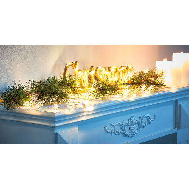 Guirlande &eacute;lectrique Diamants 40 Led Blanc chaud clignotant 3,9 m
