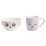 Bol 500ml avec mug 300ml kawaii porcelaine rose et violet