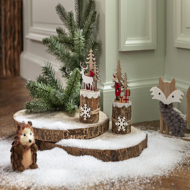 D&eacute;coration de No&euml;l rondin &agrave; poser (2 mod&egrave;les)