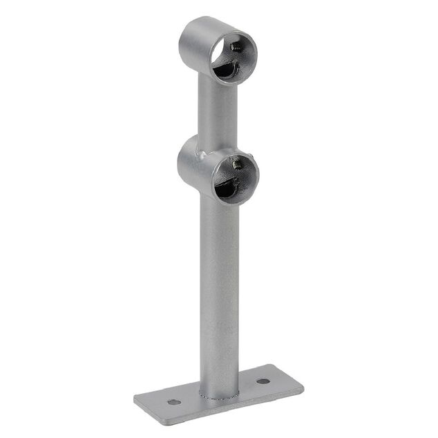 Support double fixe m&eacute;tal gris pour tringle &agrave; rideau &Oslash;1,6xL15,5cm