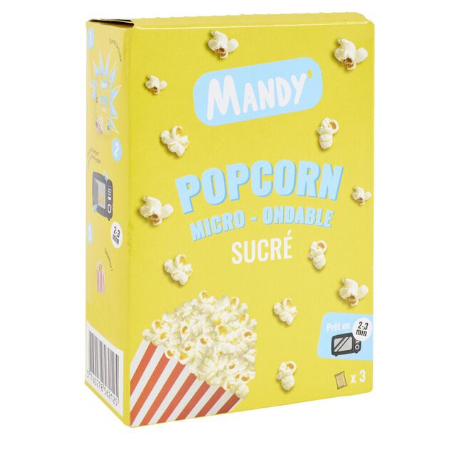 Popcorn sucr&eacute; micro-ondes Mandy 3x80gr