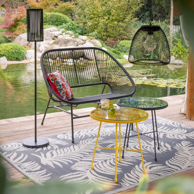 Banc 2 places Urban filaire noir 114x82xH94cm