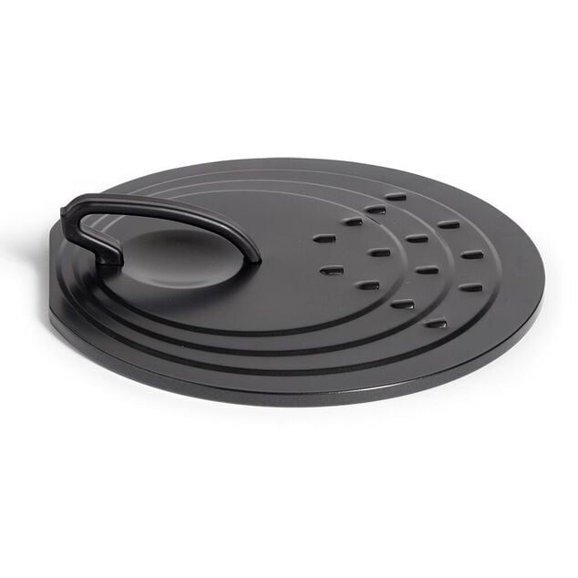 Couvercle rond avec poign&eacute;e acier noir &Oslash;30cm