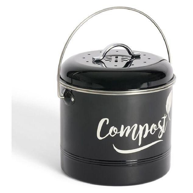 Mini poubelle de cuisine compost noir Ø18xH21cm