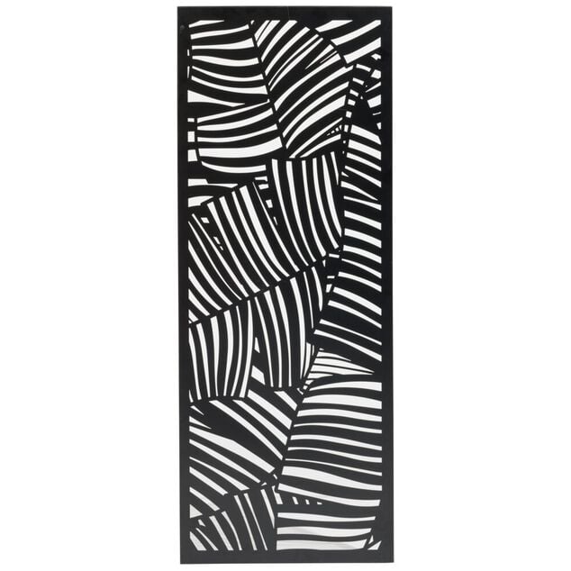 Panneau d&eacute;coratif design feuillage m&eacute;tal ajour&eacute; noir 50xH130cm