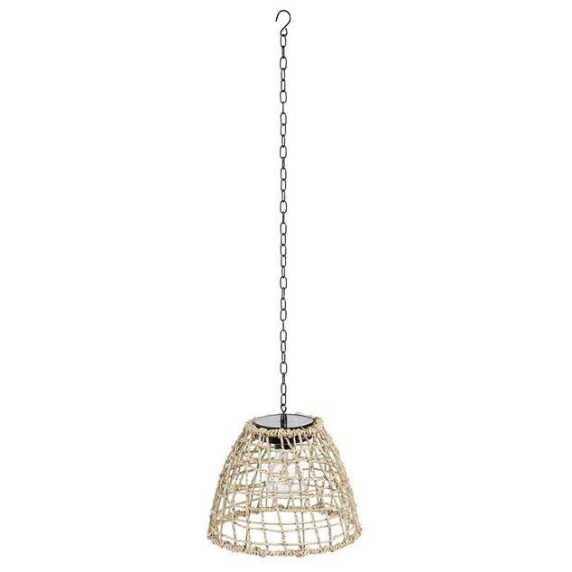 Suspension solaire effet rotin tress&eacute; quadrillage ajour&eacute; &Oslash;22xH110cm