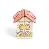 Ferme ou h&ocirc;pital ou caserne de pompiers pliable en bois 20,5x17,5xH19cm