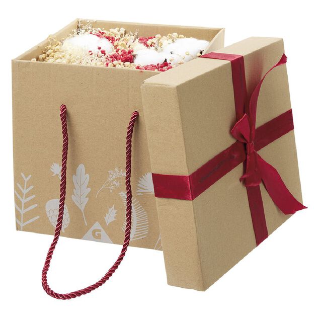 Fleur s&eacute;ch&eacute;es dans bo&icirc;te cadeau carr&eacute;e