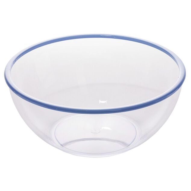 Saladier plastique transparent bordure color&eacute; &Oslash;28xH12,2cm