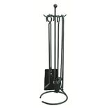 Set chemin&eacute;e 4 accessoires pelle balayette pince tisonnier m&eacute;tal