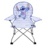Fauteuil p&ecirc;cheur enfant pliable Stitch m&eacute;tal et polyester bleu 59x39xH62cm