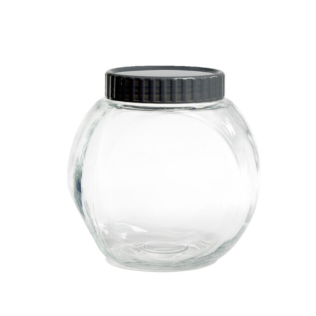 Pot en verre transparent avec couvercle plastique - 17,5x12,5xH.17cm