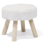 Pouf d&eacute;cor nuage laine boucl&eacute;e Blanc -  36x30xH33cm