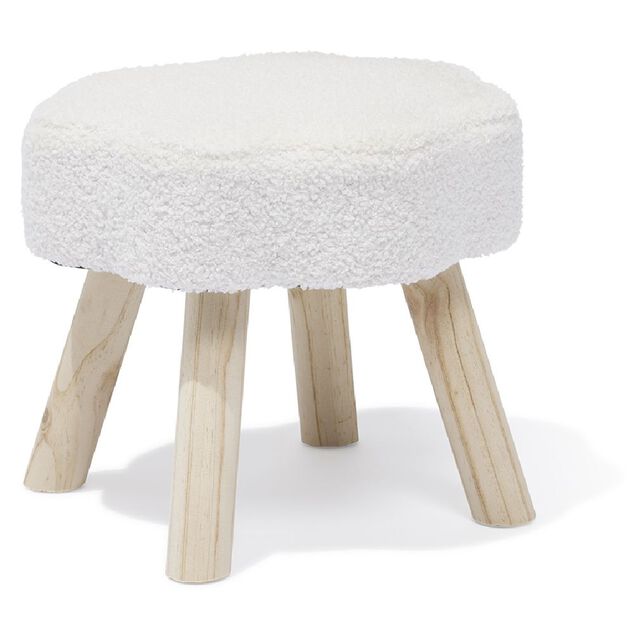 Pouf d&eacute;cor nuage laine boucl&eacute;e Blanc -  36x30xH33cm