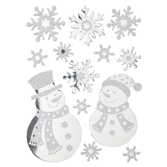 Sticker de No&euml;l flocon de neige gris argent&eacute; (2 mod&egrave;les)