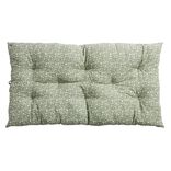 Coussin de sol rectangulaire vert sapin motif floral blanc 60x120cm