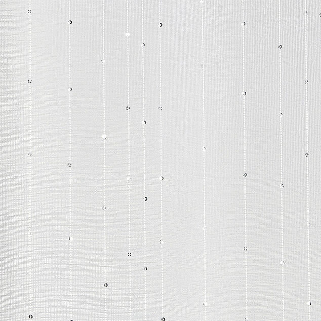 Voilage &agrave; oeillets rayures verticales effet sequin blanc