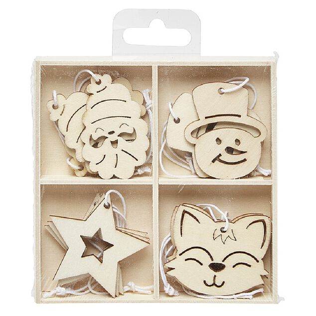 Suspension Noël en bois à peindre x12