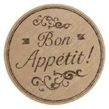 Set de table rond en jute avec inscription bon app&eacute;tit