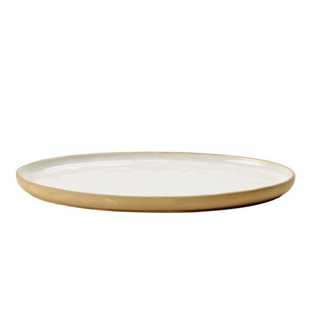 Plat de service en porcelaine beige 18x29cm