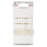 Pince guiche + pince clic clac perle dor&eacute;e L.6 cm x2