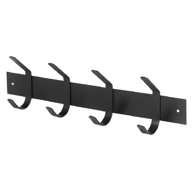 Patère en métal noir 4 crochets L40cm