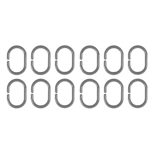 Rideau de douche avec anneaux et tapis salle de bain chenille (2 modèles gris ou vert)