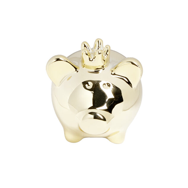 Tirelire cochon dor&eacute; 9x7xH8,3cm