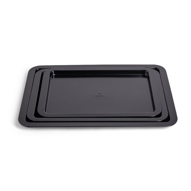 Lot de 3 plaques &agrave; four m&eacute;tal noir 38/43/48x29cm