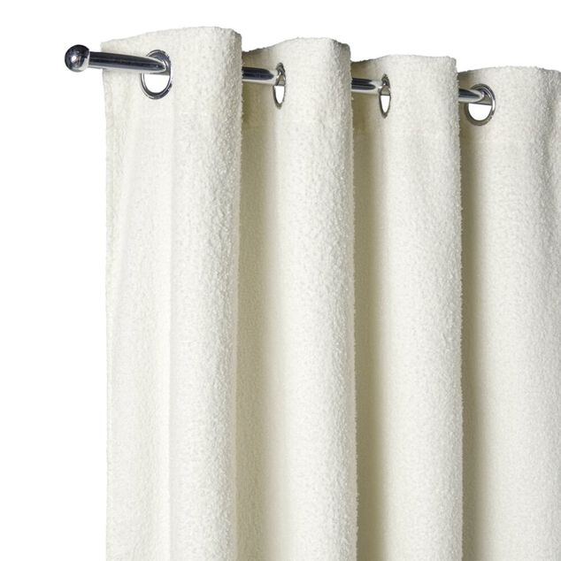 Rideau &agrave; oeillets bouclette polyester blanc 140x240cm