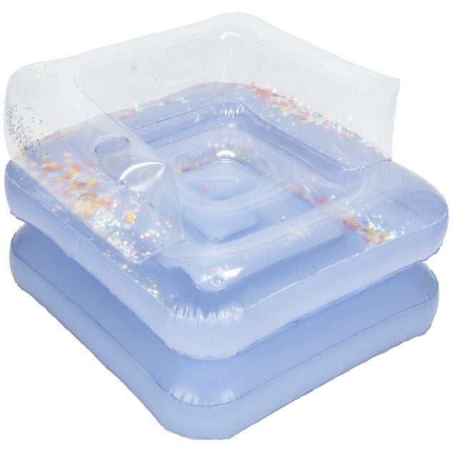 Si&egrave;ge gonflable piscine Funky pliable paillettes et coeurs multicolores 80x80xH55cm