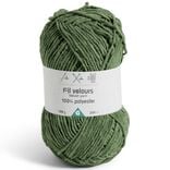 Pelote fil à tricoter 200m effet velours polyester vert 100g