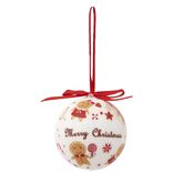 Boule de Noël blanche motif pain d épices